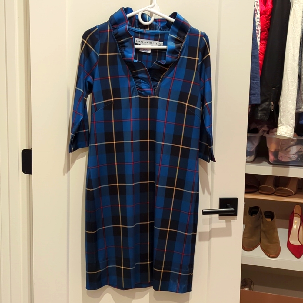 Plaidly Cooper Jersey Ruffneck Dress by Gretchen Scott Designs